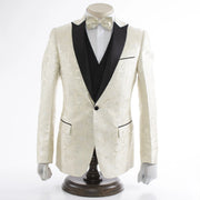 Men's Off White 3-Piece Paisley Tuxedo