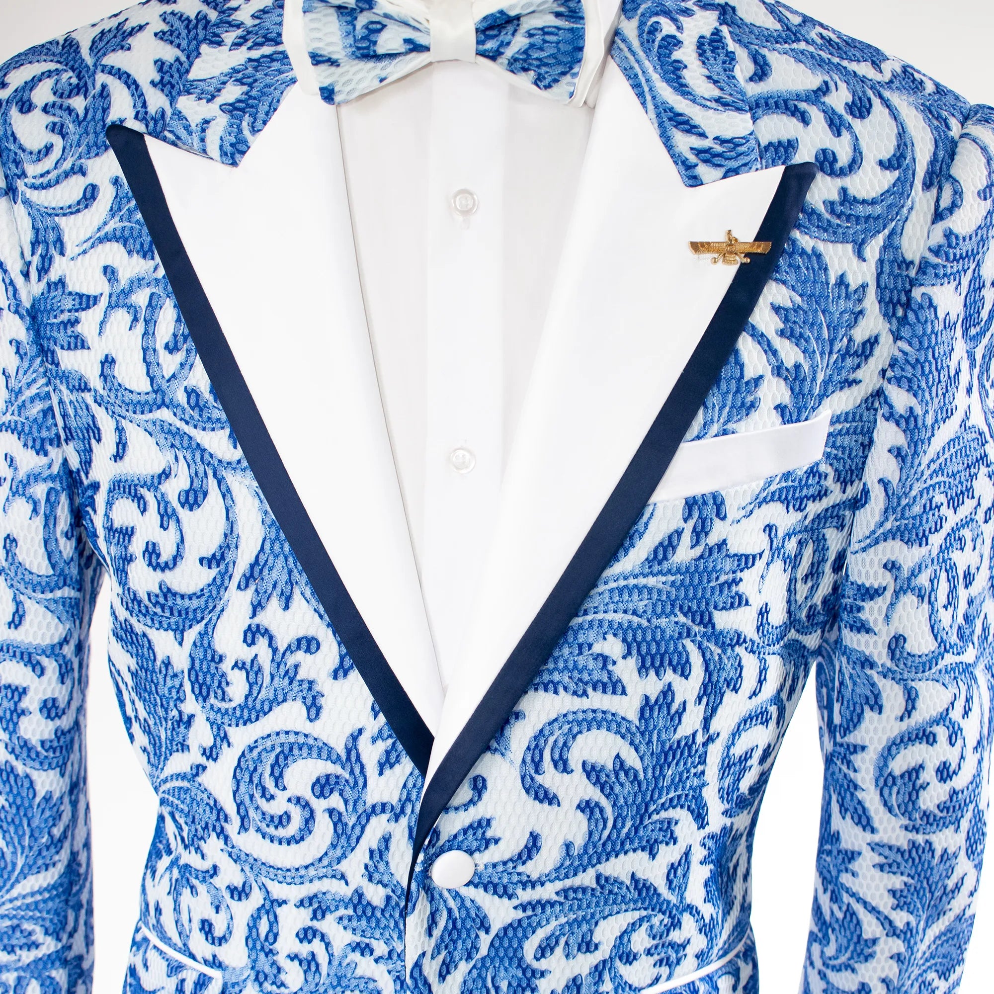 Blue Damask Mesh Dinner Jacket