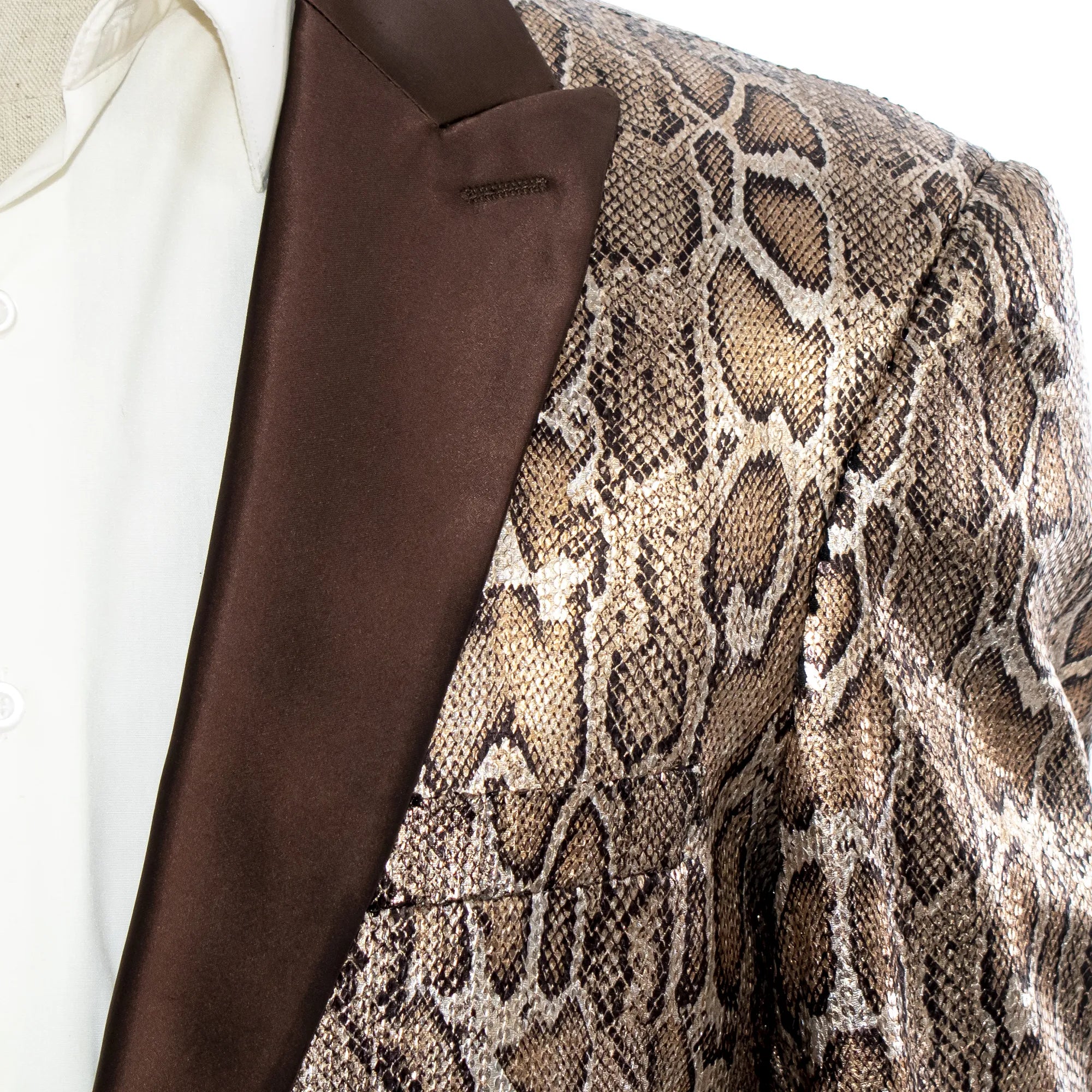 Men's Bronze Snakeskin Slim-Fit Jacket