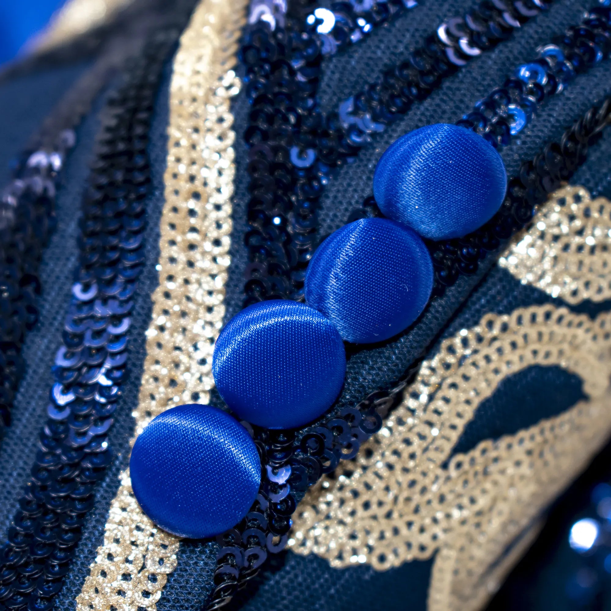 Navy And Gold Slim-Fit Jacket with Shawl Lapels