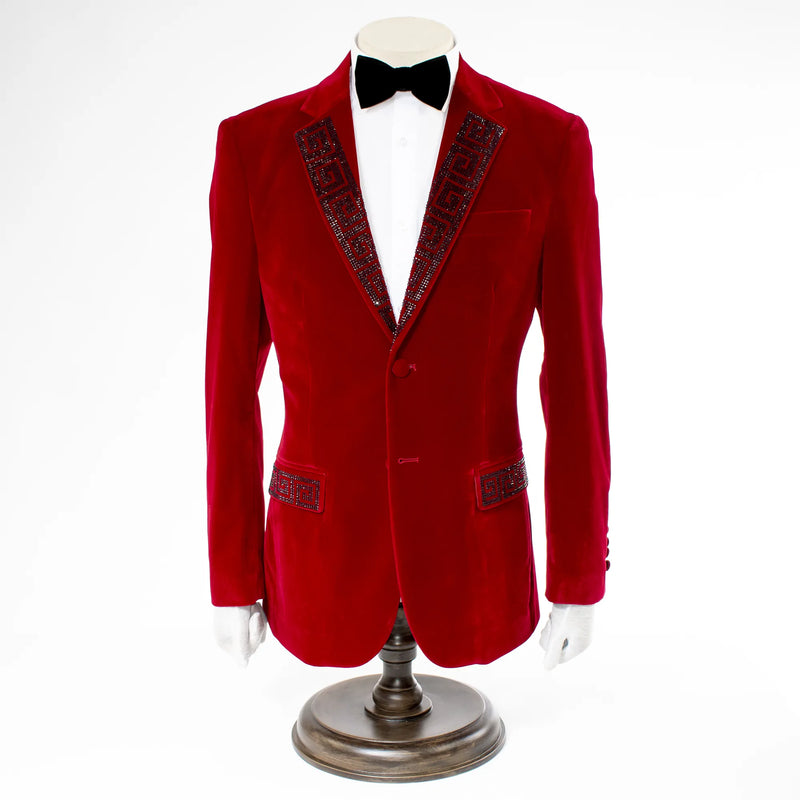 Red Velvet Grecian Slim-Fit Jacket
