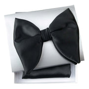 Men's Black Satin Butterfly Bowtie