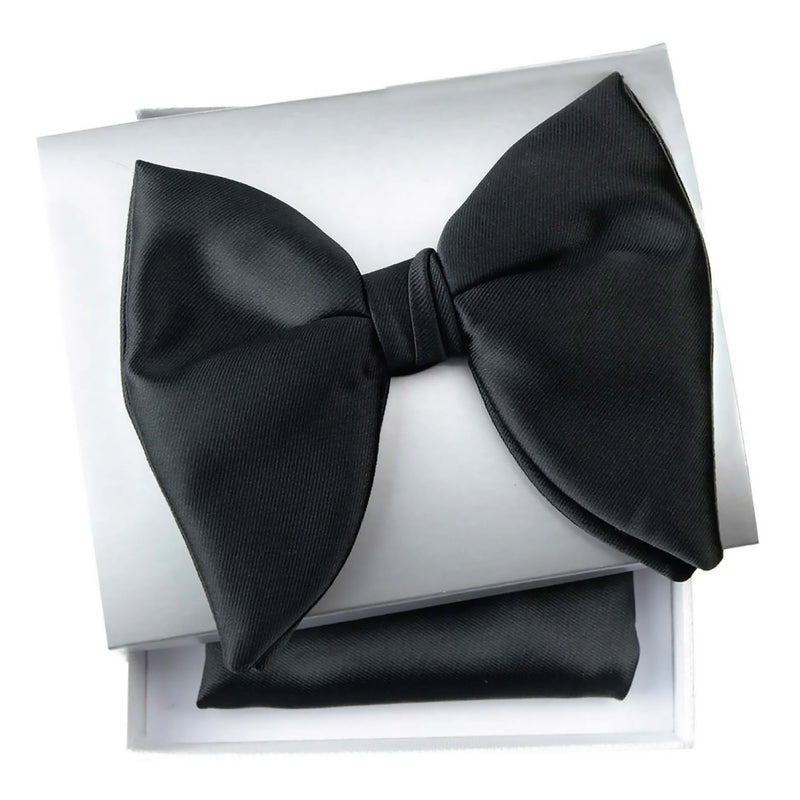 Men's Black Satin Butterfly Bowtie