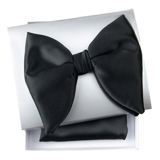 Men's Black Satin Butterfly Bowtie