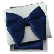 Men's Navy Blue Satin Butterfly Bowtie