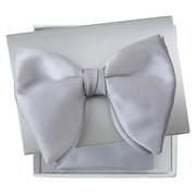 Men's Silver Satin Butterfly Bowtie