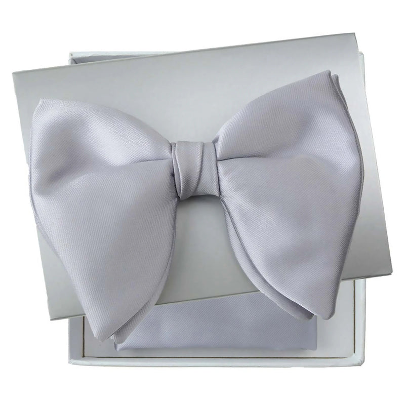 Men's Silver Satin Butterfly Bowtie