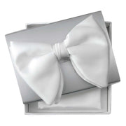 Men's White Satin Butterfly Bowtie