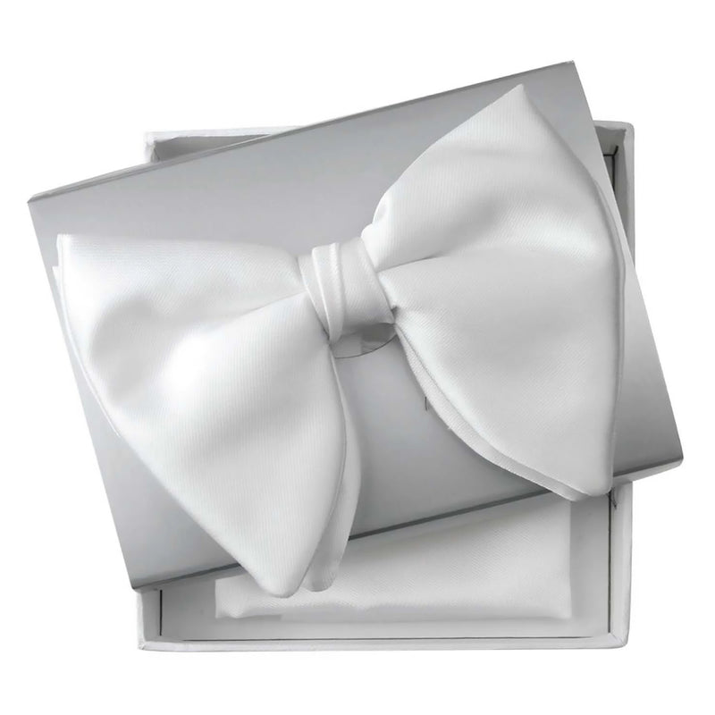 Men's White Satin Butterfly Bowtie
