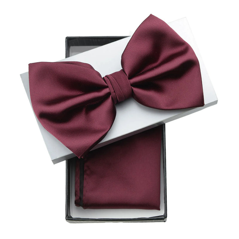 Burgundy Solid Pre-Tie Satin Bow Tie