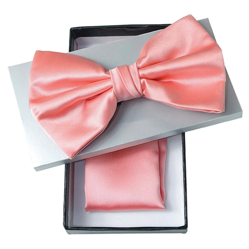 Light Coral Solid Pre-Tie Satin Bow Tie