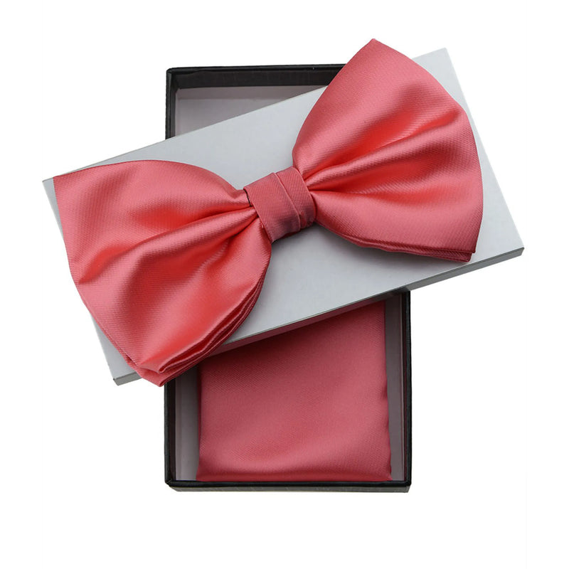 Coral Solid Pre-Tie Satin Bow Tie