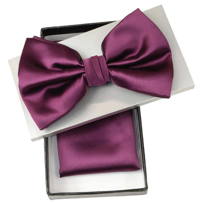 Wine Solid Pre-Tie Satin Bow Tie