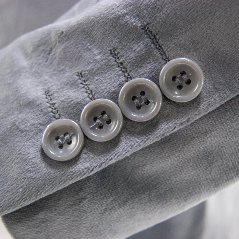 Gray Designer Velvet 3-Piece Slim-Fit Tuxedo with Plaid