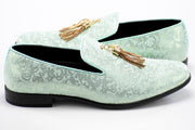 Men's Mint Green Slip-On Dress Loafer With Gold Tassels