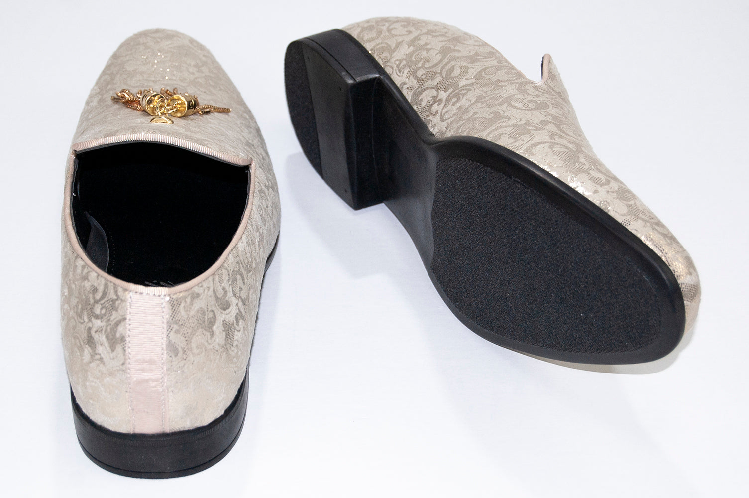 Men's Beige Slip-On Dress Loafer With Gold Tassels