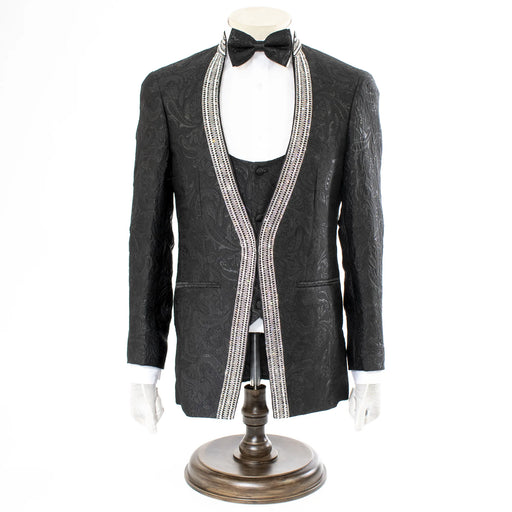 Men's Black 3-Piece Tuxedo With Rhinestones