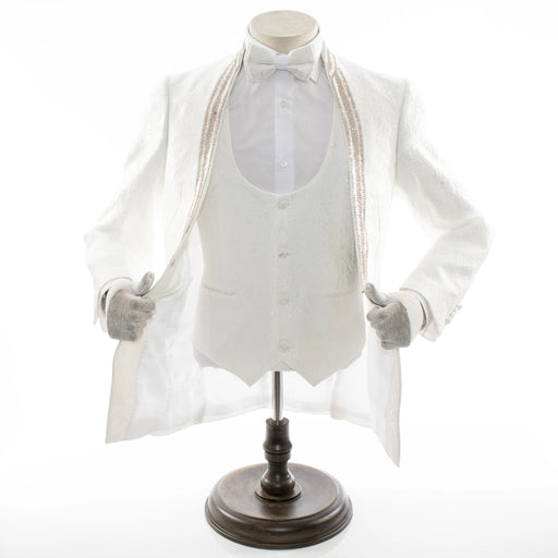 Men's White 3-Piece Tuxedo With Rhinestones