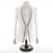 Men's White 3-Piece Tuxedo With Rhinestones
