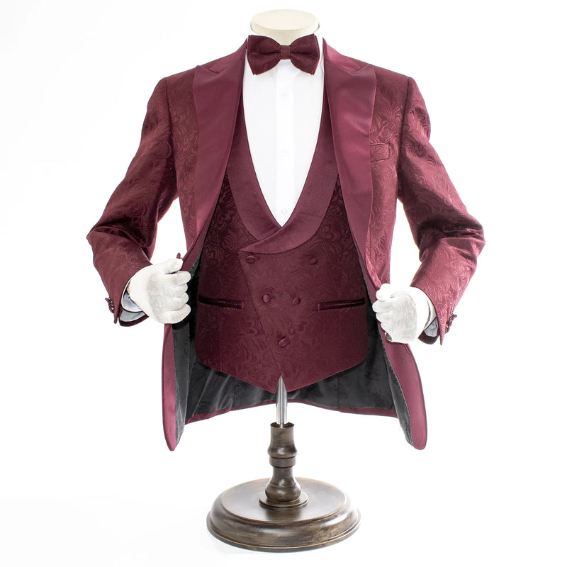 Men's Burgundy 3-Piece Tuxedo