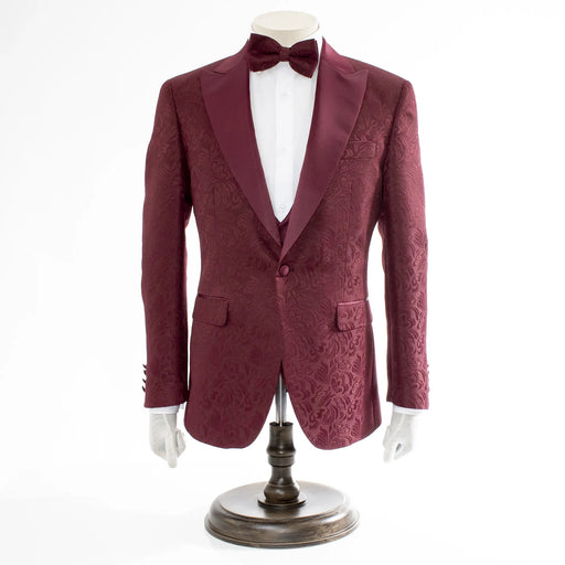 Men's Burgundy 3-Piece Tuxedo