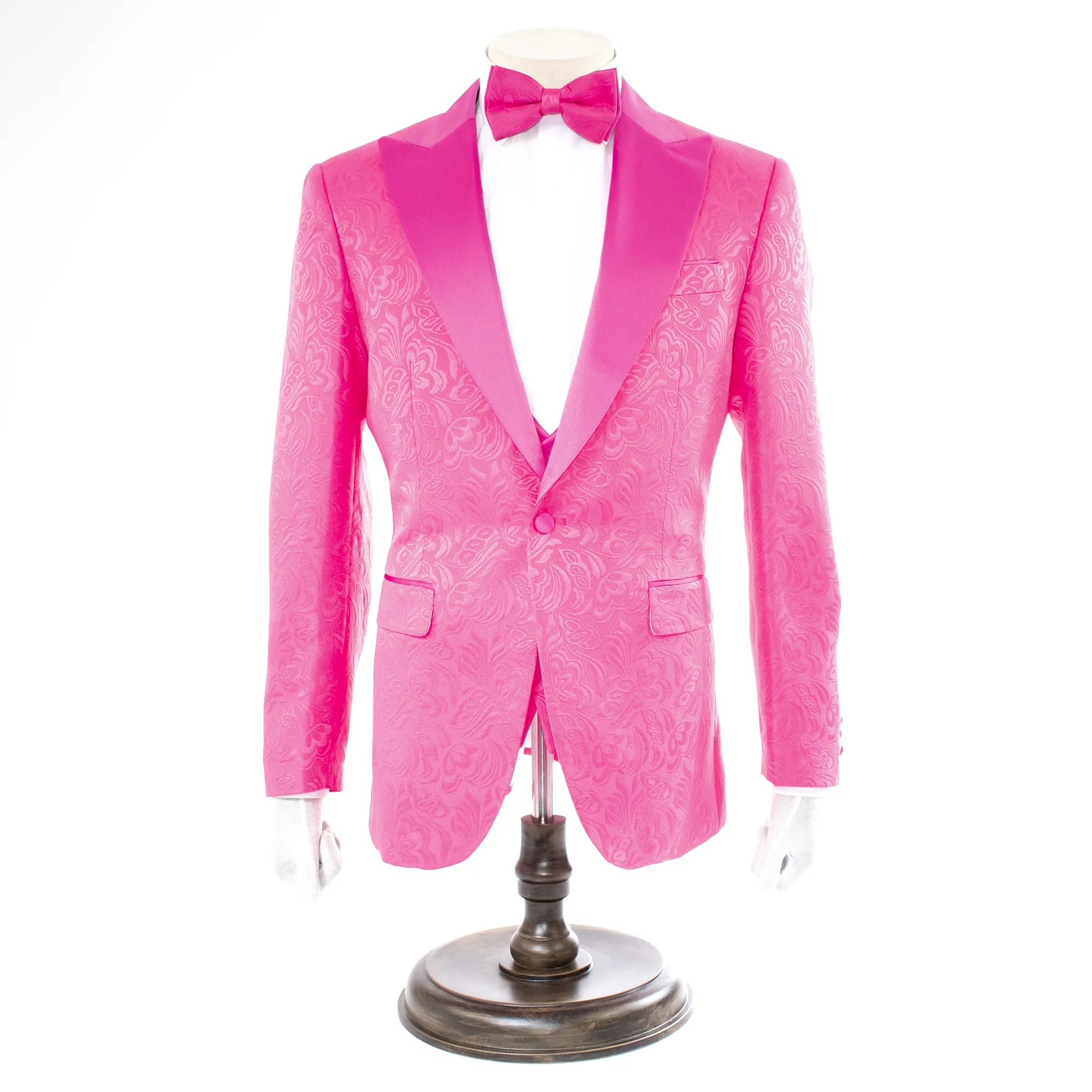 Hot Pink 3-Piece Tailored-Fit Floral Tuxedo 42R/36W / Hot Pink
