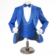 Men's Royal Blue 3-Piece Floral Tuxedo