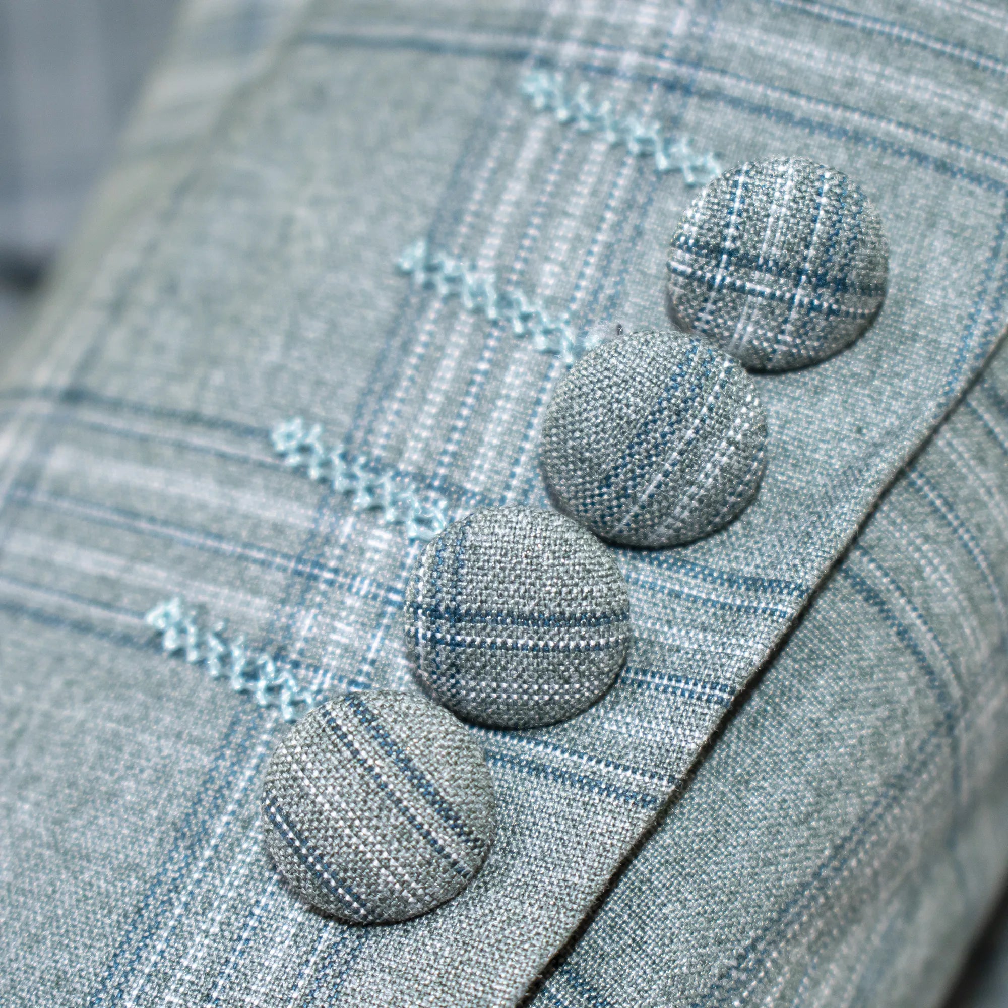 Men's Green Plaid 3-Piece Modern-Fit Suit Cuffs