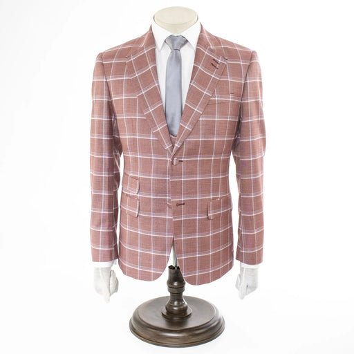 Men's Maroon Plaid 3-Piece Modern-Fit Suit