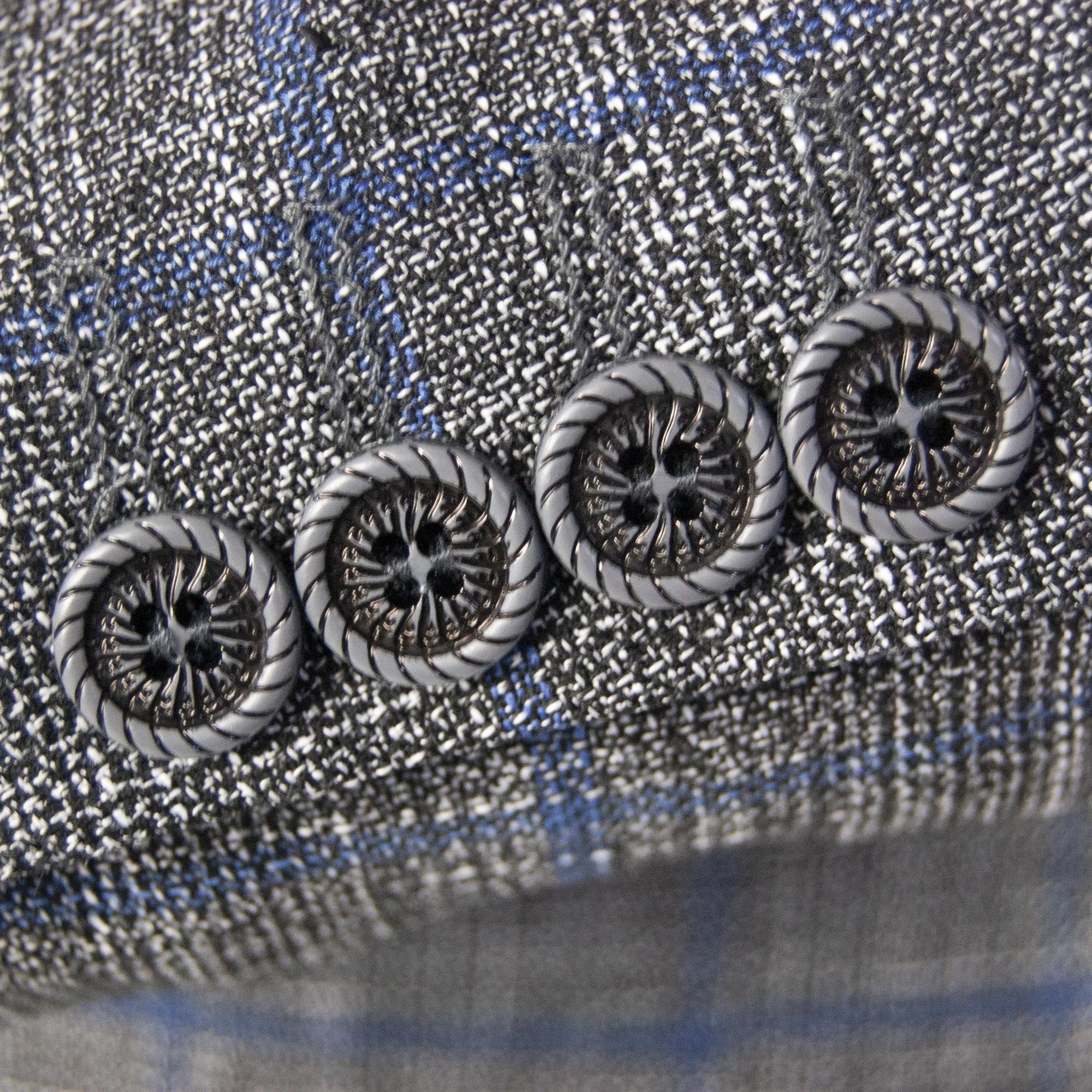 Dark Gray and Blue Checked Designer 3-Piece Suit