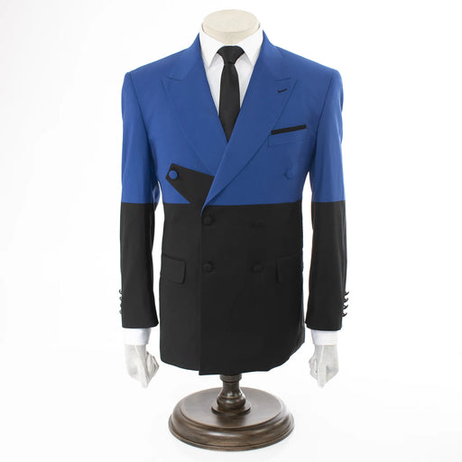 Men's Black And Blue Slim-Fit Suit