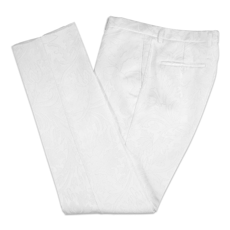 Men's White Floral 3-Piece Slim-Fit Tuxedo With Satin Lapel