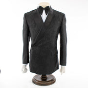 Men's Black Floral 3-Piece Slim-Fit Tuxedo With Satin Lapel