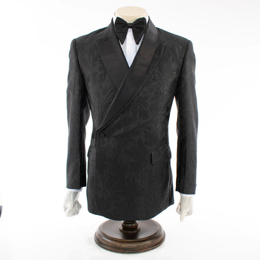 Men's Black Floral 3-Piece Slim-Fit Tuxedo With Satin Lapel