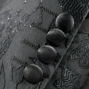 Men's Black Floral 3-Piece Slim-Fit Tuxedo With Satin Lapel