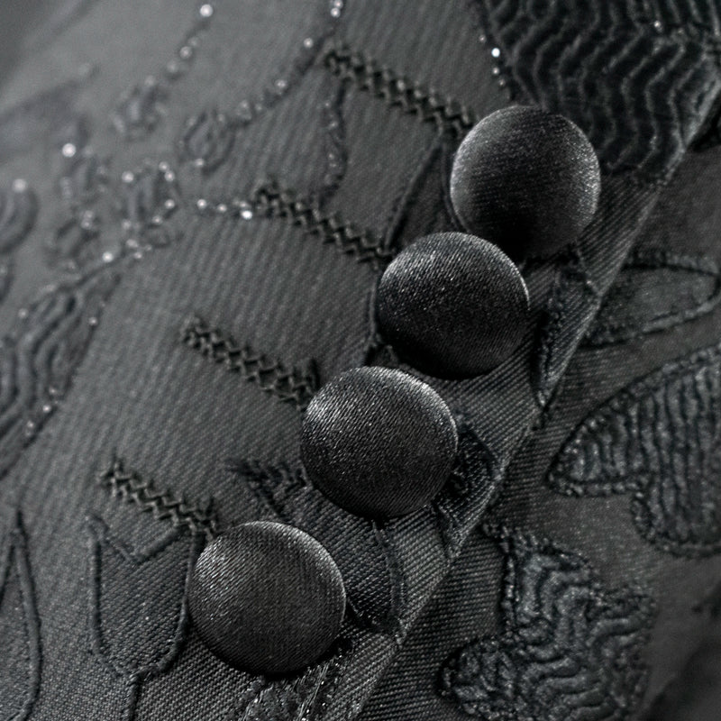 Men's Black Floral 3-Piece Slim-Fit Tuxedo With Satin Lapel