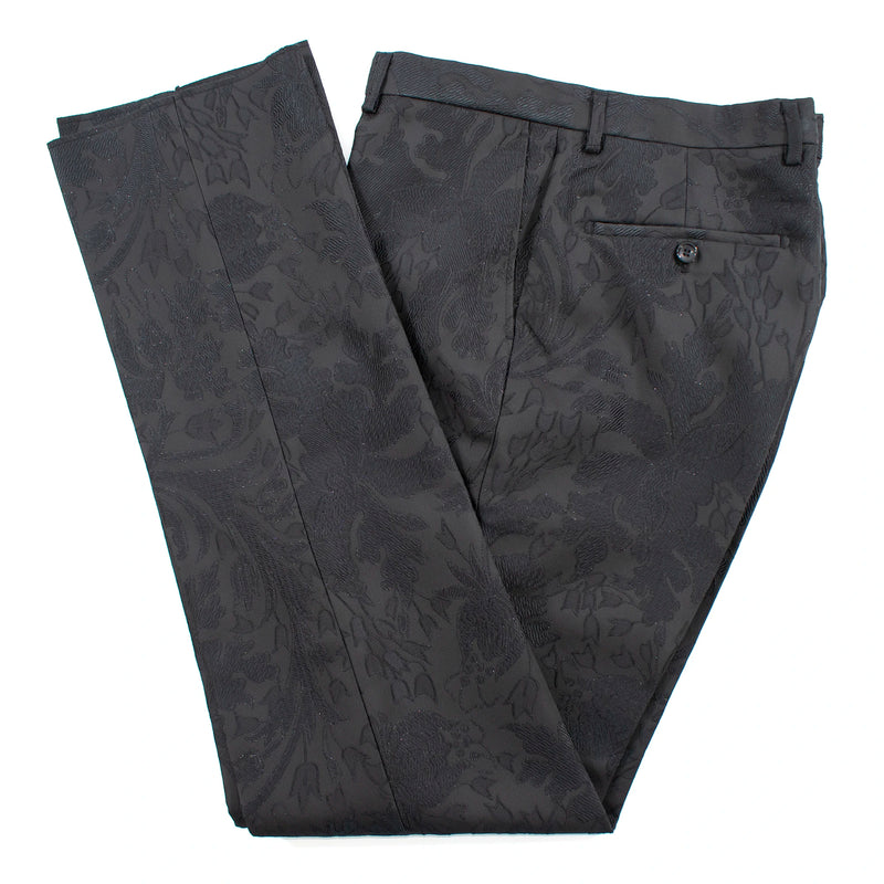 Men's Black Floral 3-Piece Slim-Fit Tuxedo With Satin Lapel