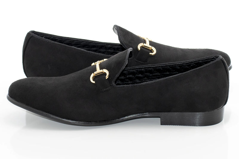 Black Suede Horsebit Smoking Loafer