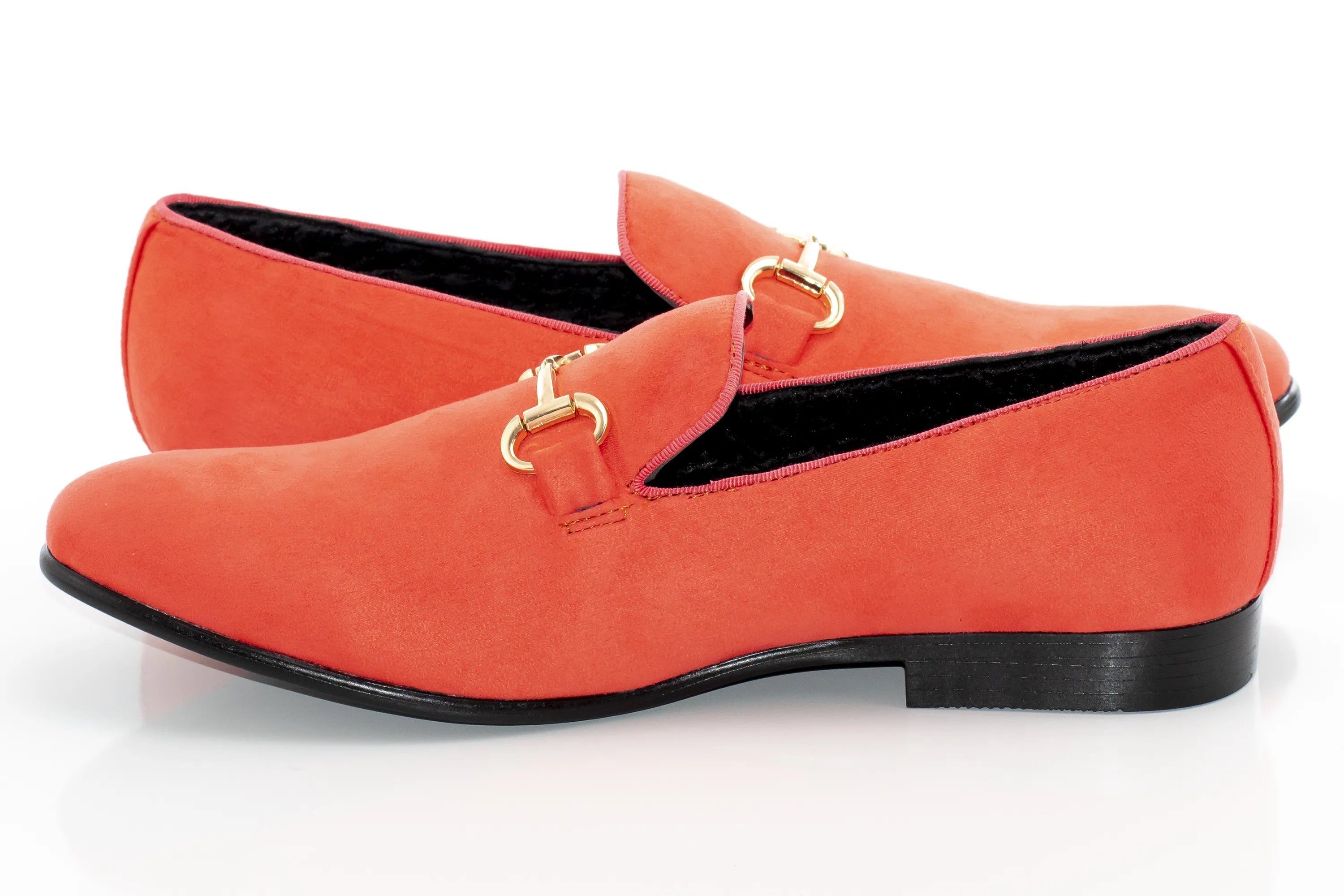 Men's Coral Orange And Black Dress Loafer