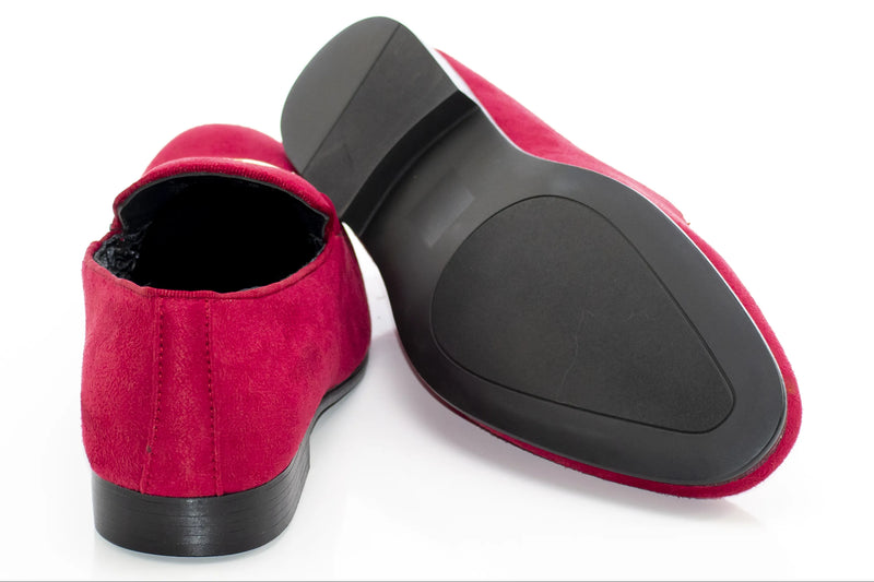 Burgundy Suede Horsebit Smoking Loafer