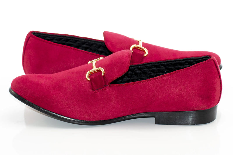 Burgundy Suede Horsebit Smoking Loafer