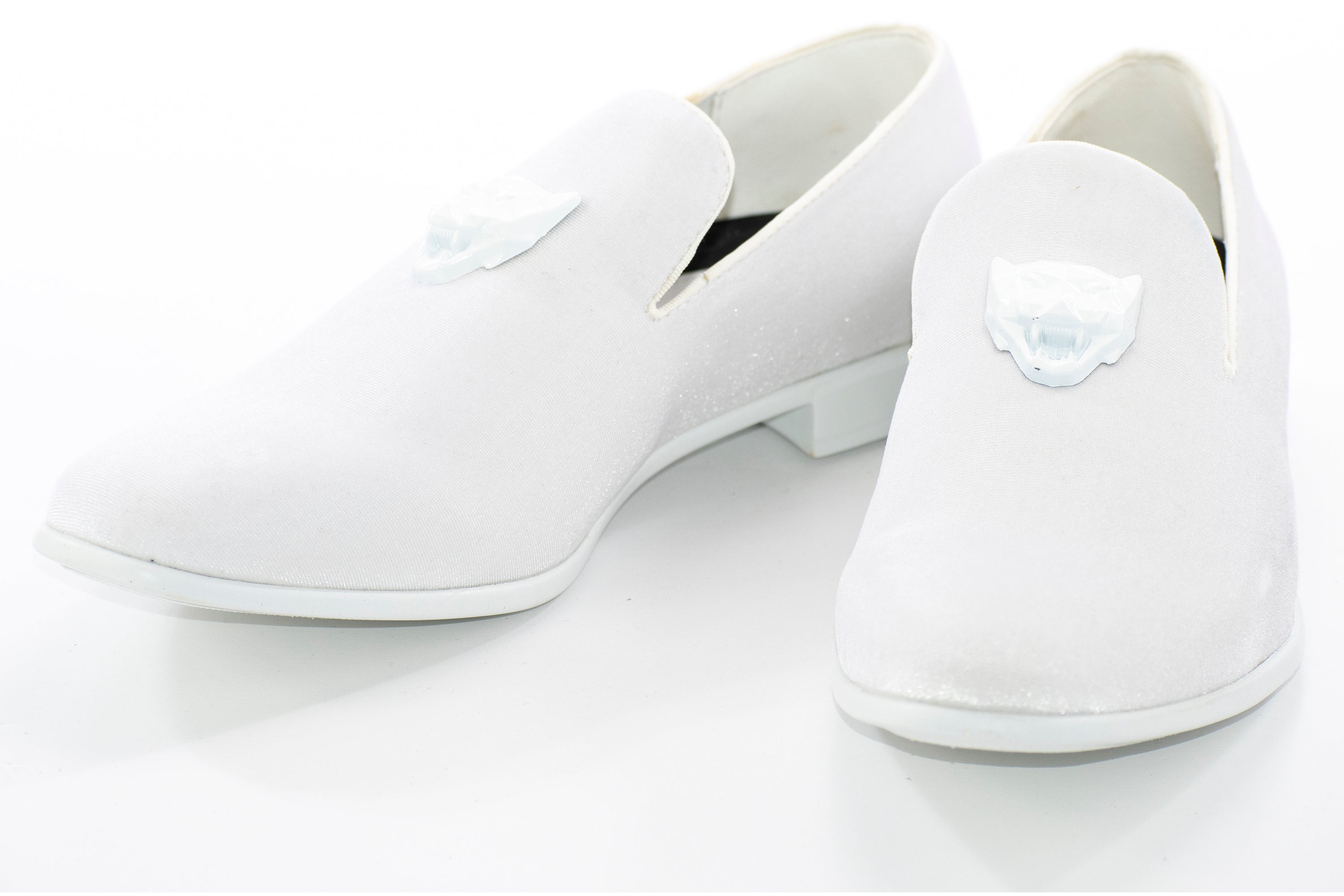 White Velvet Smoking Loafer - Lionhead Bit, Vamp, Toe, Outsole