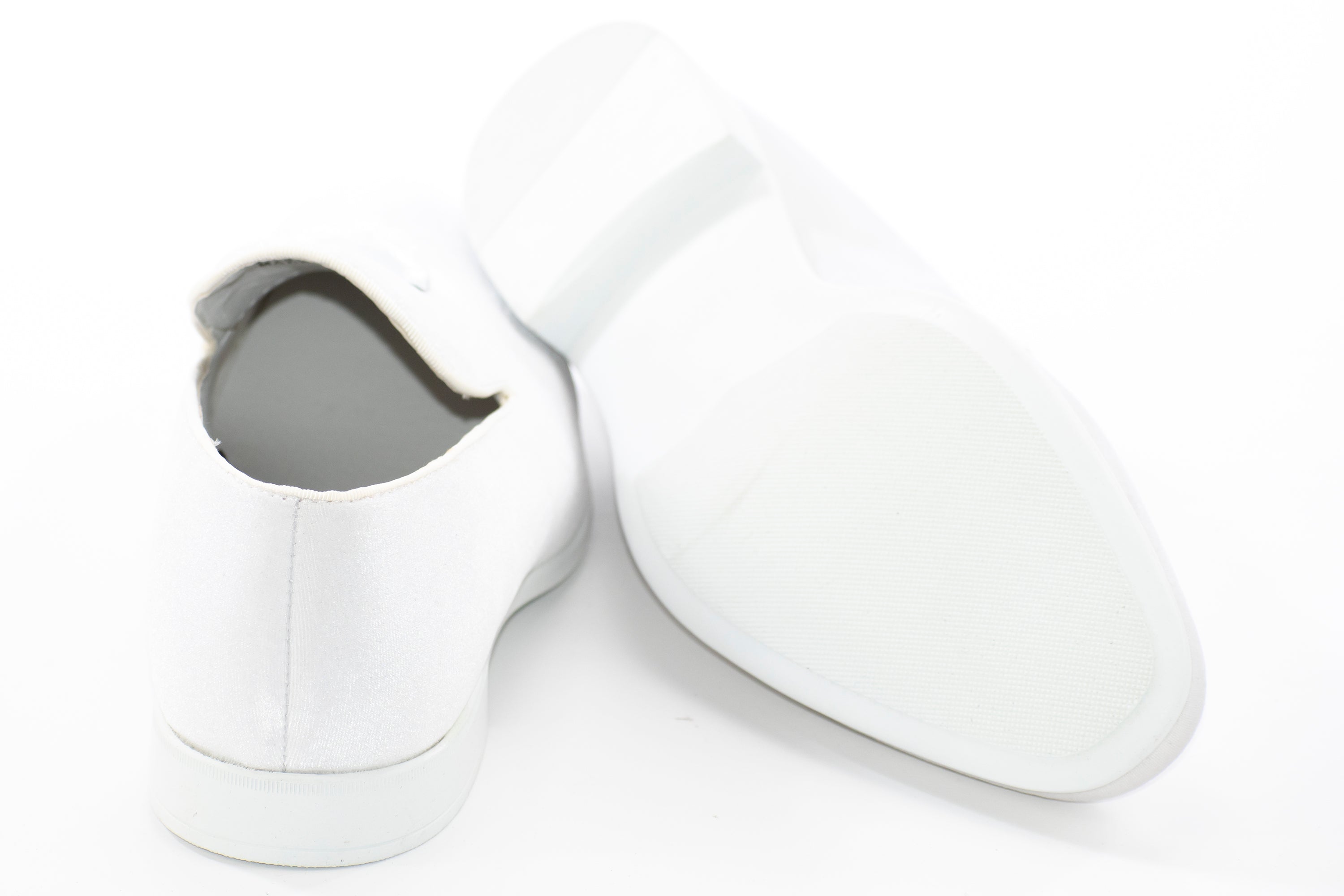 White Velvet Smoking Loafer - Back, Sole