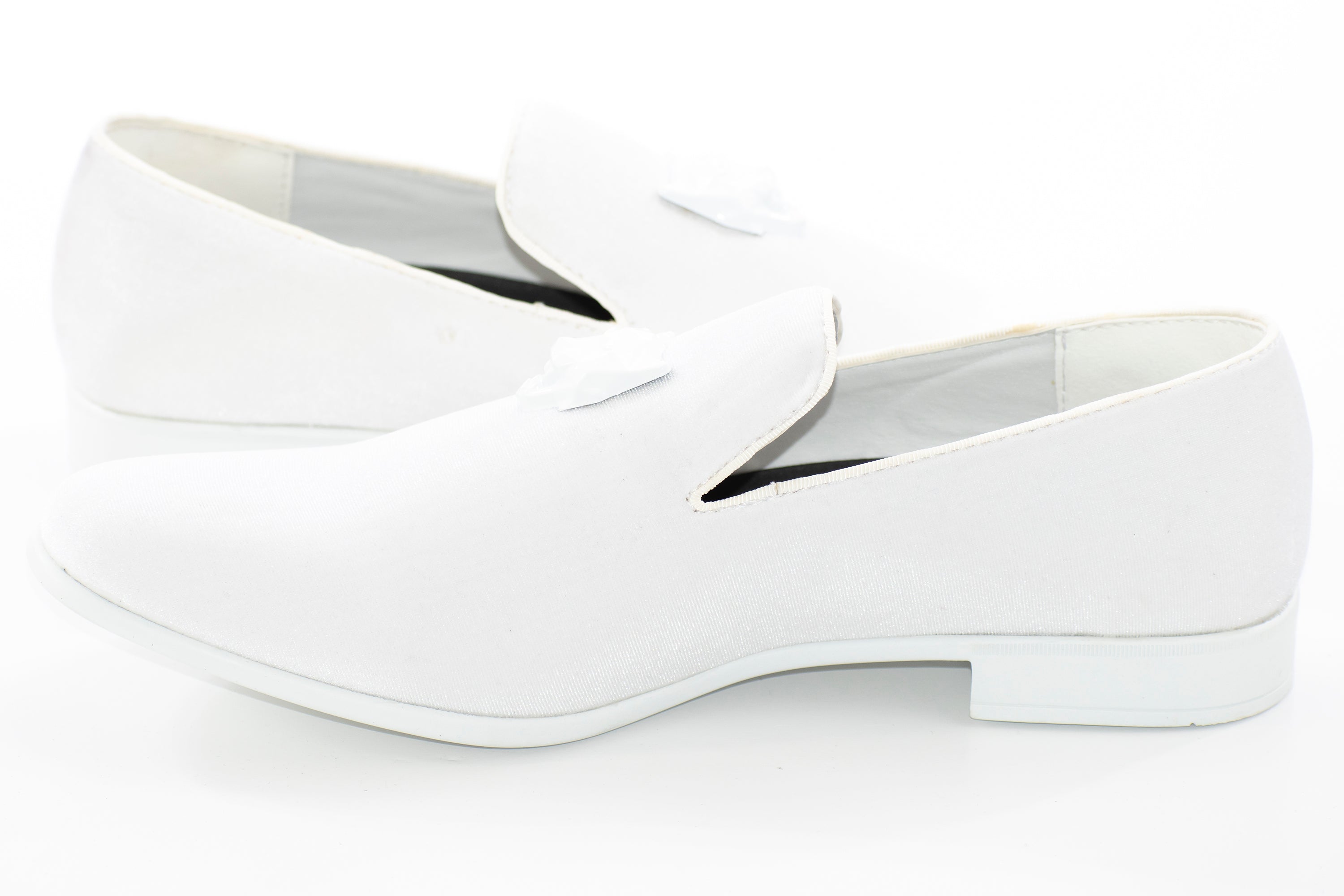 White Velvet Smoking Loafer - Quarter, Heel