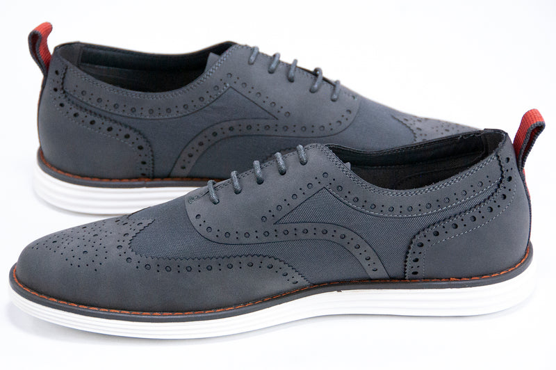 Gray Wingtip Lace-Ups