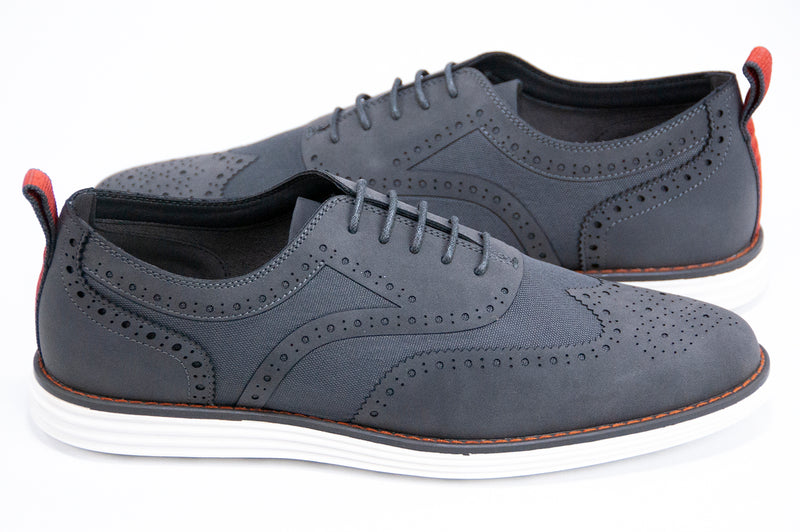 Gray Wingtip Lace-Ups