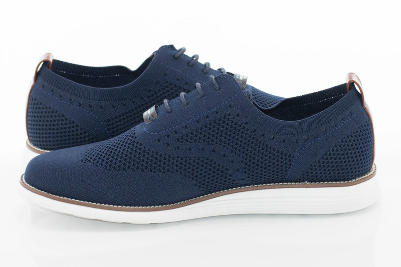 Navy Oxford Brogued Lace-Up Dress Sneaker