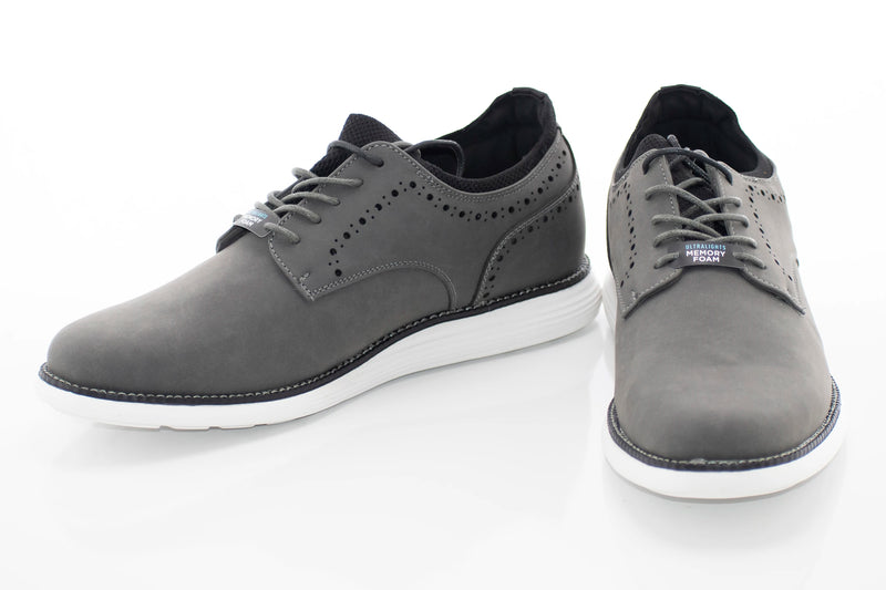 Men's Gray Open Lace Dress Sneaker With Quarter Broguing