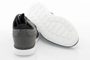 Men's Gray Open Lace Dress Sneaker With Quarter Broguing