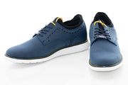 Men's Navy Blue Open Lace Dress Sneaker With Quarter Broguing